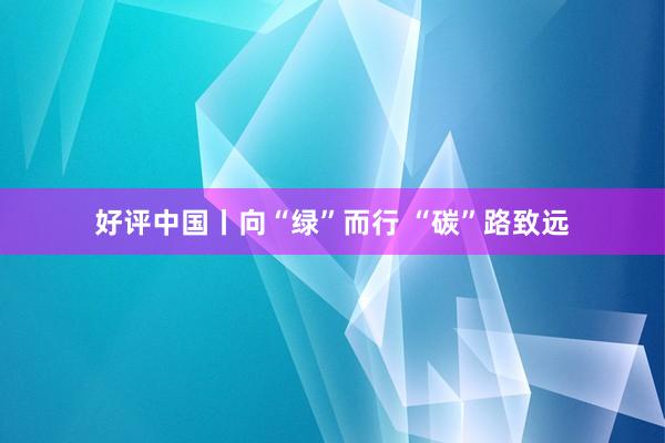 好评中国丨向“绿”而行 “碳”路致远