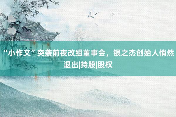 “小作文”突袭前夜改组董事会，银之杰创始人悄然退出|持股|股权