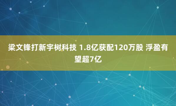 梁文锋打新宇树科技 1.8亿获配120万股 浮盈有望超7亿