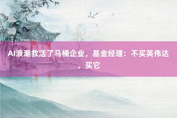 AI浪潮救活了马桶企业，基金经理：不买英伟达，买它