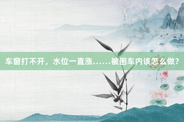车窗打不开，水位一直涨……被困车内该怎么做？