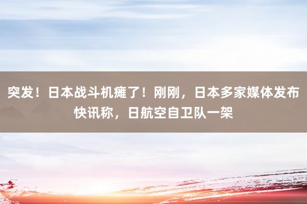 突发！日本战斗机瘫了！刚刚，日本多家媒体发布快讯称，日航空自卫队一架