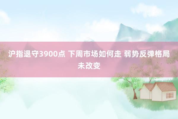 沪指退守3900点 下周市场如何走 弱势反弹格局未改变