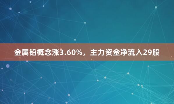 金属铅概念涨3.60%，主力资金净流入29股
