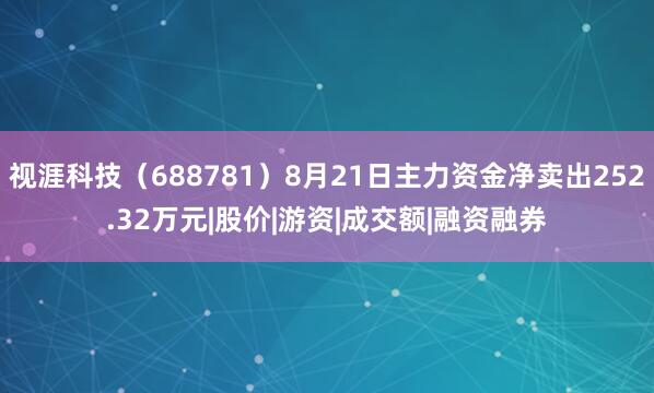视涯科技（688781）8月21日主力资金净卖出252.32万元|股价|游资|成交额|融资融券