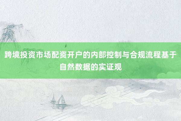 跨境投资市场配资开户的内部控制与合规流程基于自然数据的实证观
