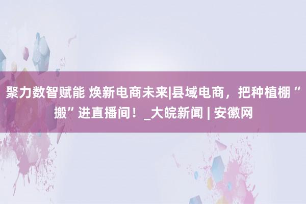 聚力数智赋能 焕新电商未来|县域电商，把种植棚“搬”进直播间！_大皖新闻 | 安徽网