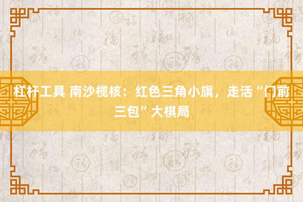 杠杆工具 南沙榄核:红色三角小旗,走活“门前三包”大棋局