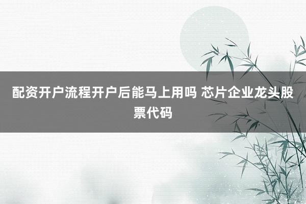 配资开户流程开户后能马上用吗 芯片企业龙头股票代码
