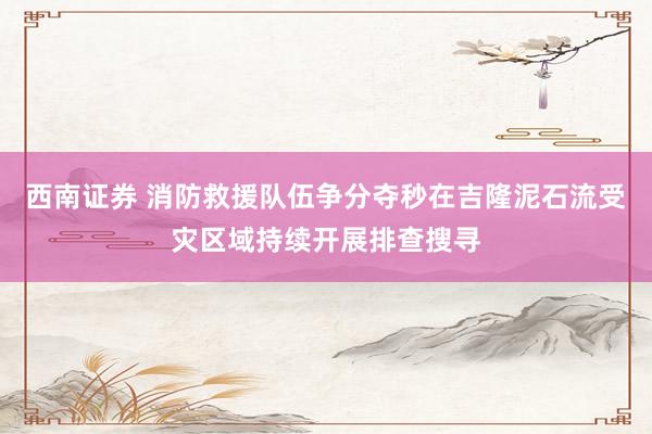 西南证券 消防救援队伍争分夺秒在吉隆泥石流受灾区域持续开展排查搜寻