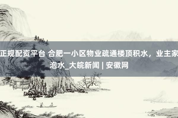 正规配资平台 合肥一小区物业疏通楼顶积水，业主家泡水_大皖新闻 | 安徽网