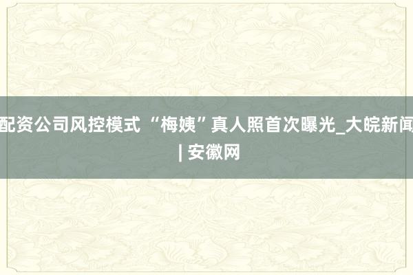 配资公司风控模式 “梅姨”真人照首次曝光_大皖新闻 | 安徽网