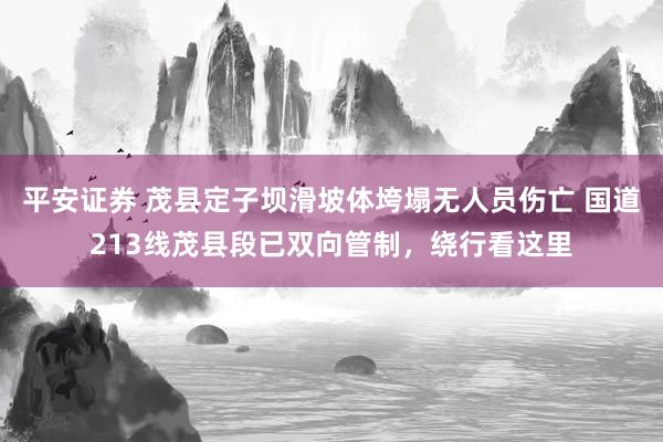 平安证券 茂县定子坝滑坡体垮塌无人员伤亡 国道213线茂县段已双向管制，绕行看这里