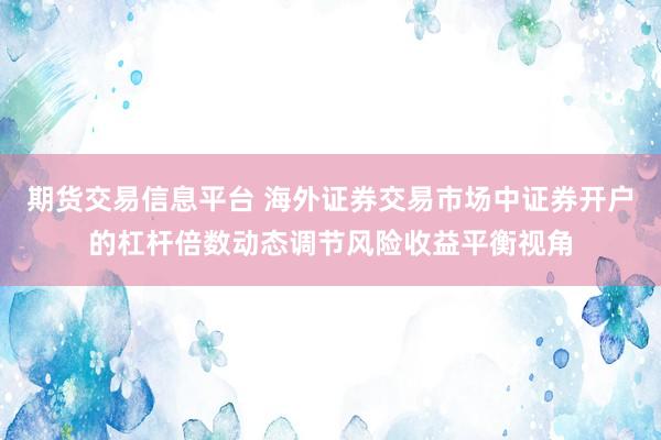 期货交易信息平台 海外证券交易市场中证券开户的杠杆倍数动态调节风险收益平衡视角